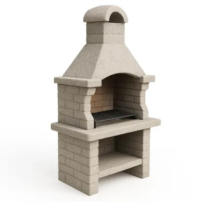 Barbecue da esterno in Calcestruzzo e Mattoni con Camino Integrato-Woodaso