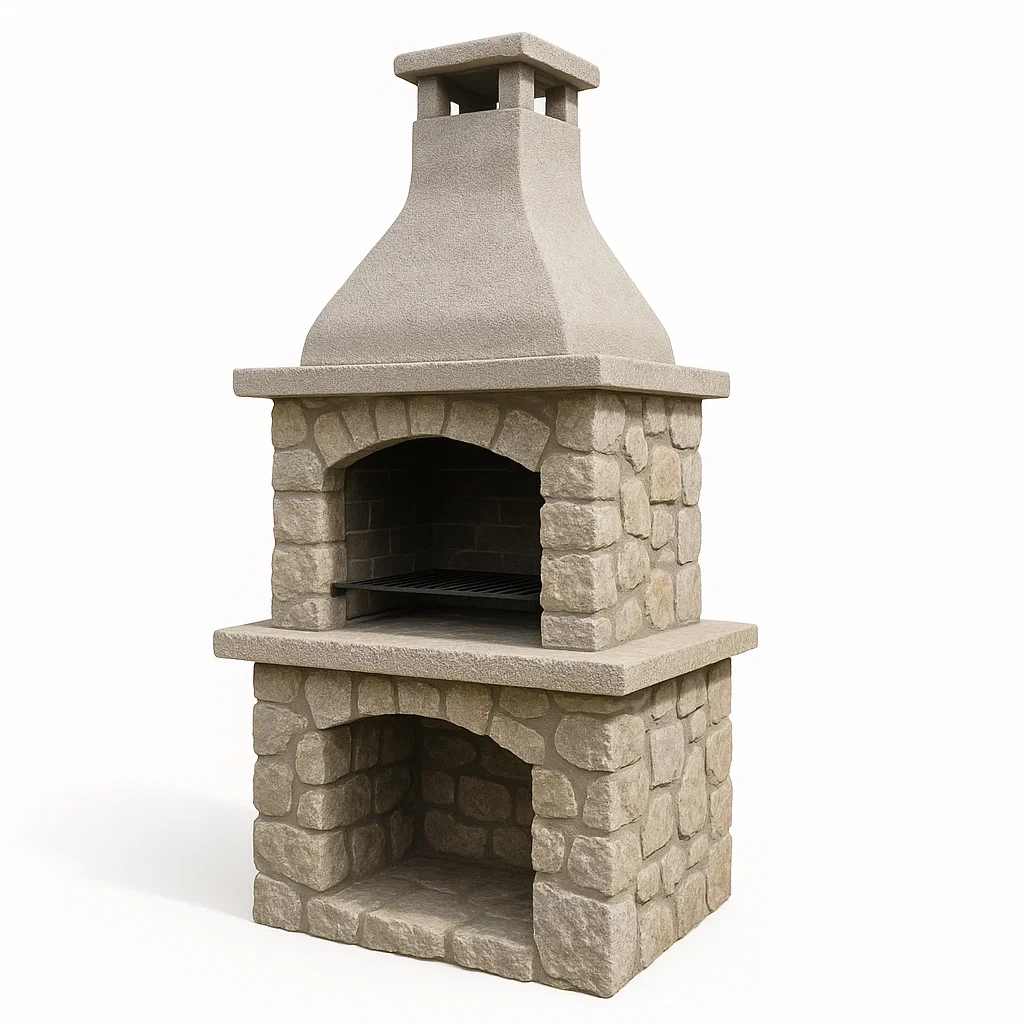 Barbecue da esterno in Pietra con Griglia Acciaio Beige-Woodaso