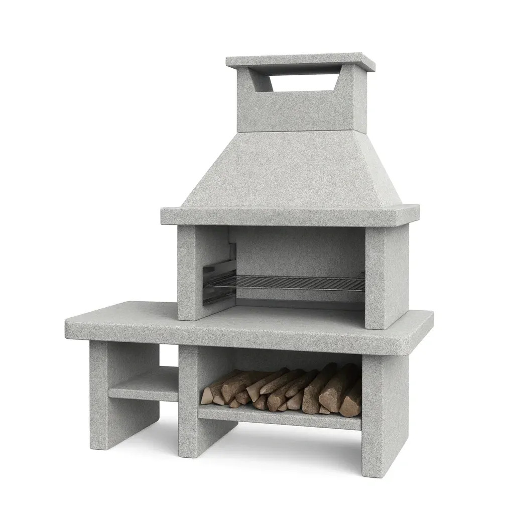 Barbecue da esterno in Cemento Prefabbricato Grigio-Woodaso