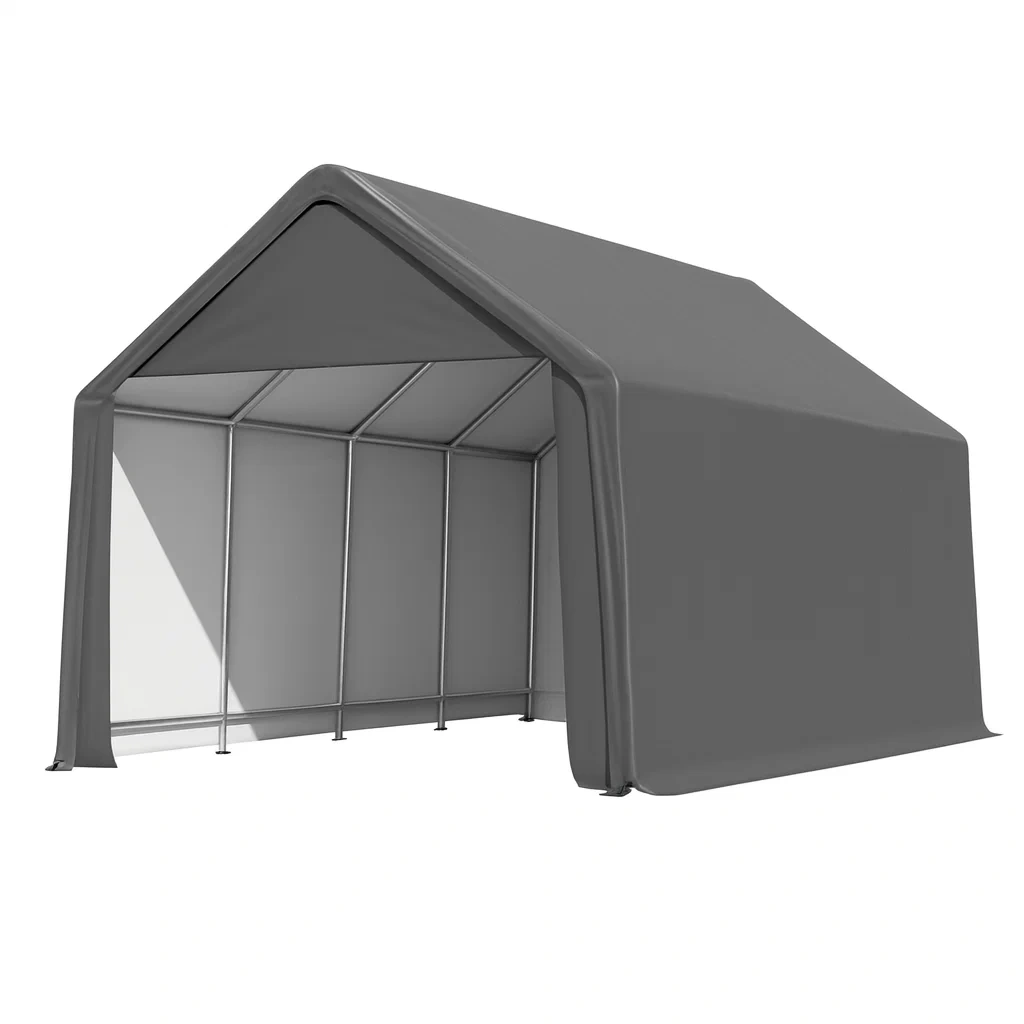 Carport Rimovibile Acciaio PVC Grigio 600x300x300 cm-Woodaso