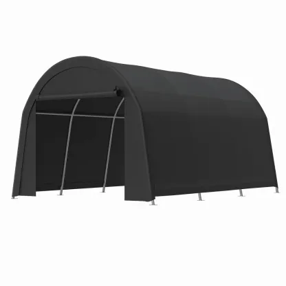 Carport nero in PVC con struttura in acciaio 520x430x280 cm-Woodaso