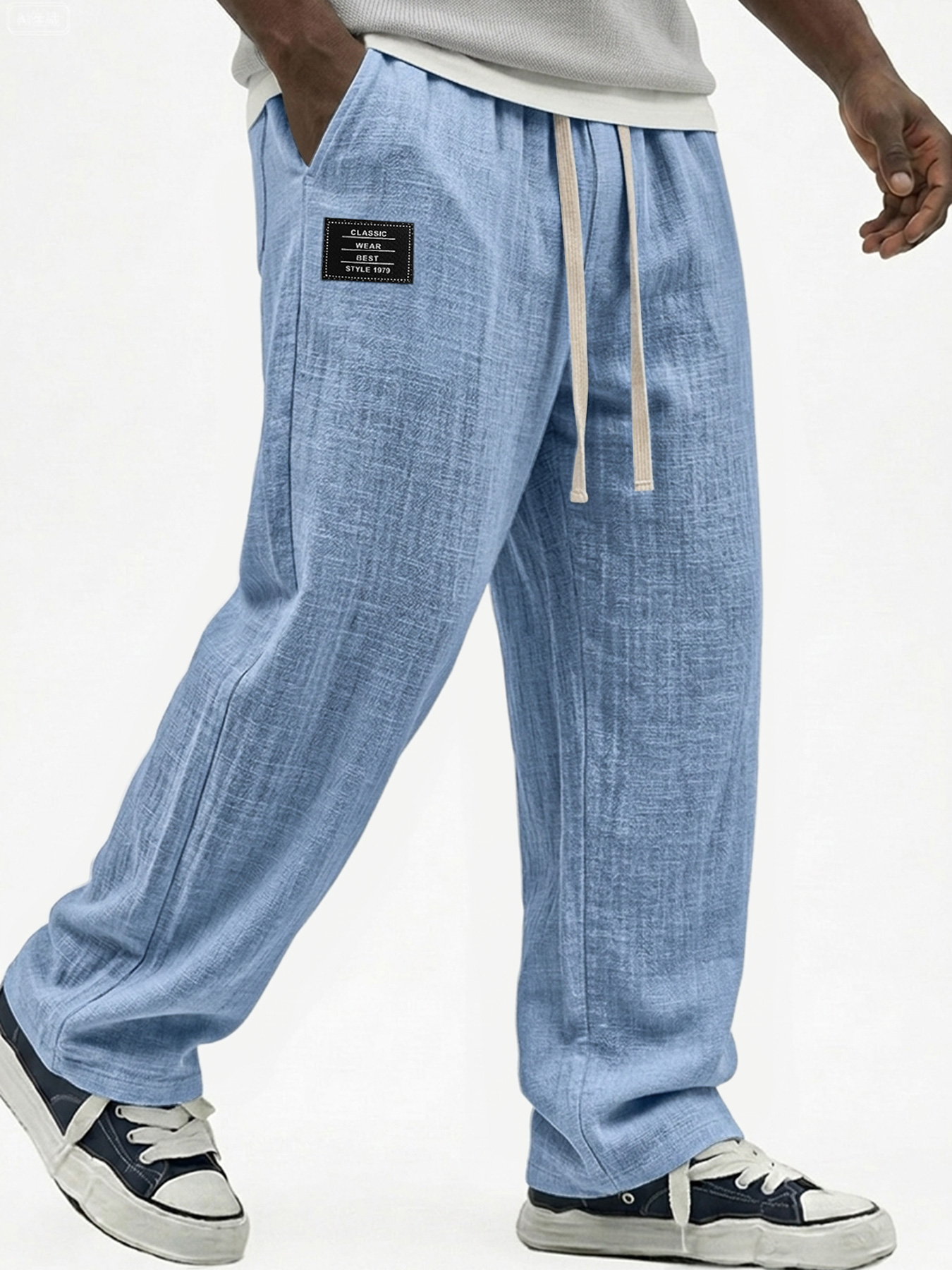 Men's Pure Cotton Breathable Embroidered Logo Casual Trousers
