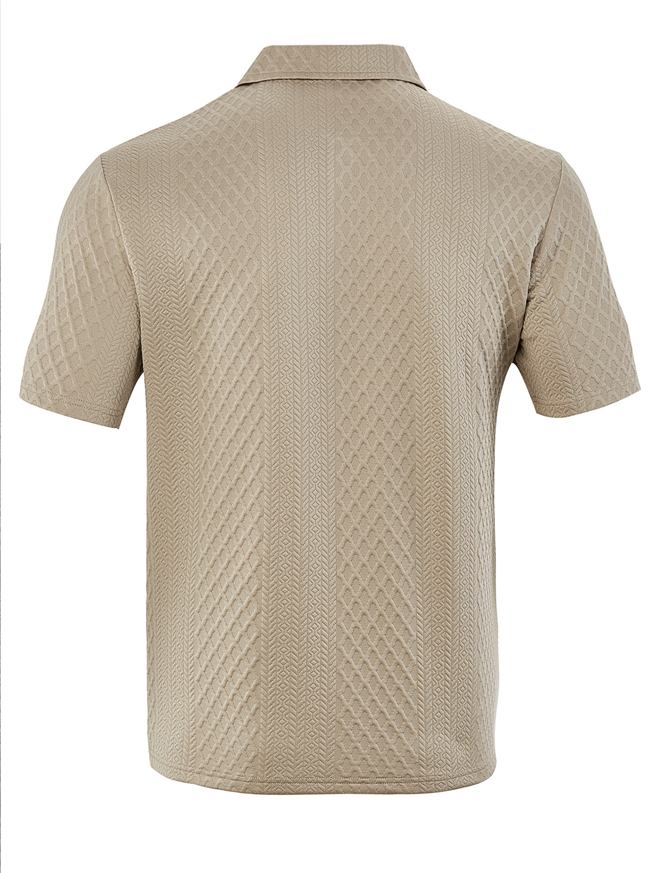Men's Jacquard Textured Collar Button Casual Short-sleeved Polo Shirt