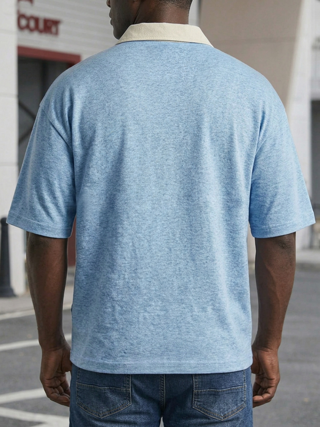 Men's Casual Short-sleeved Polo Shirt With Simple Color-block Design
