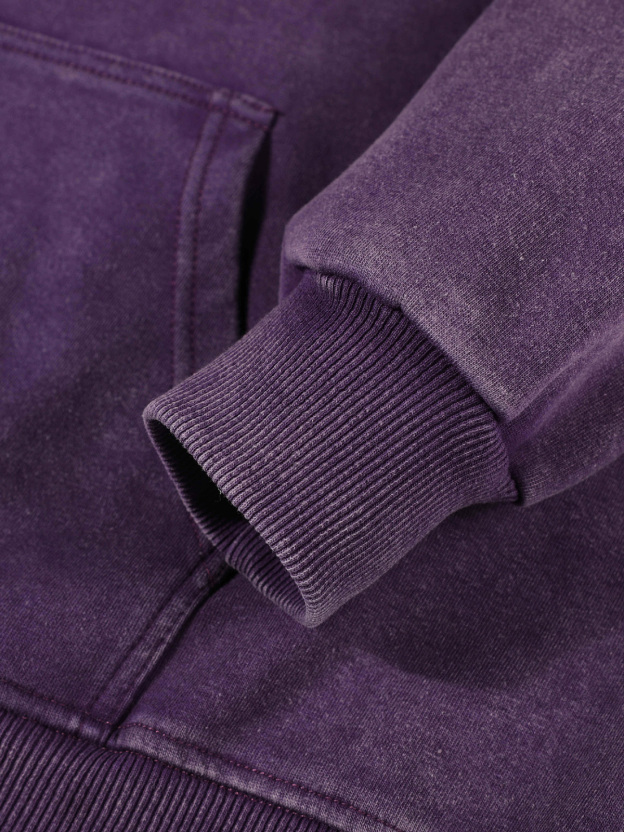 Men's Retro Cotton Hooded Distressed Washed Solid Color Sweatshirt