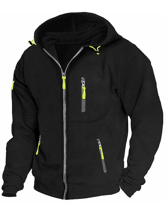 Men's Athletic Arm Zip Long Sleeve Hooded Cardigan Jacket