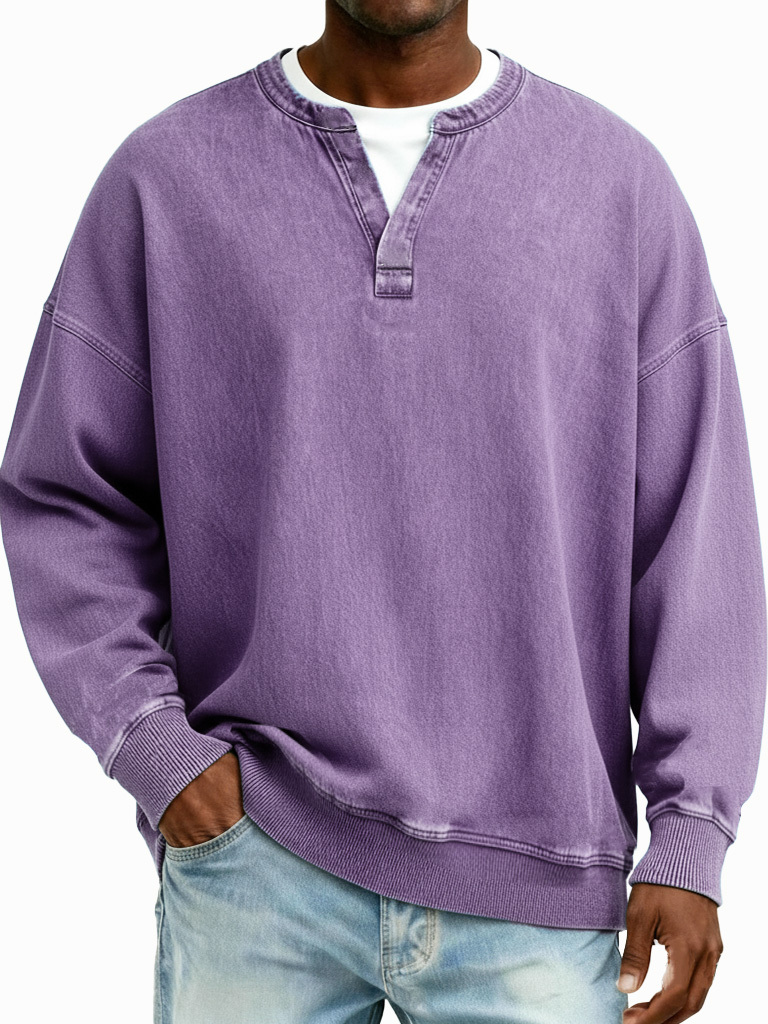 Men's Fashionable Casual Retro Distressed Fake Two-piece  Long-Sleeved T-Shirt