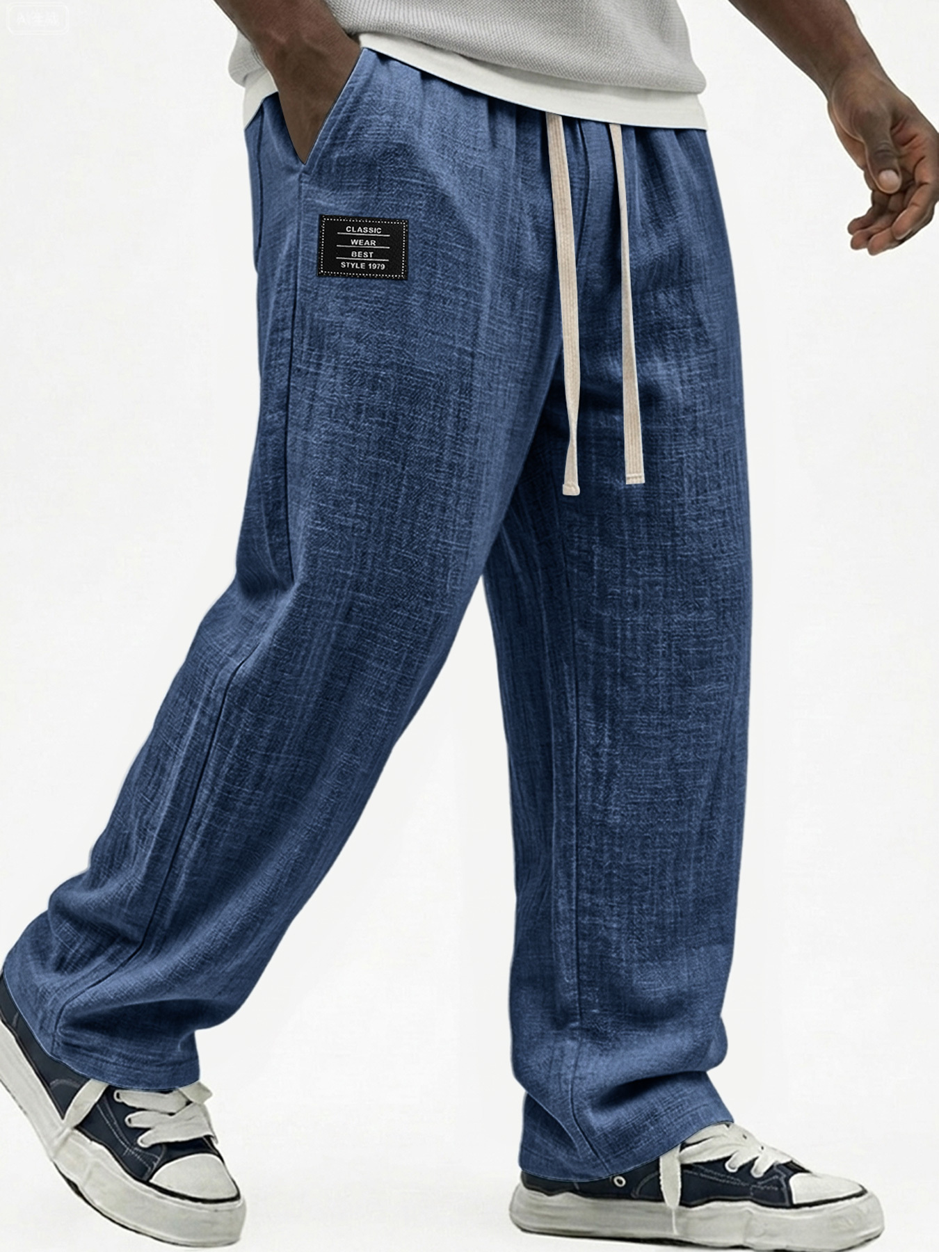 Men's Pure Cotton Breathable Embroidered Logo Casual Trousers