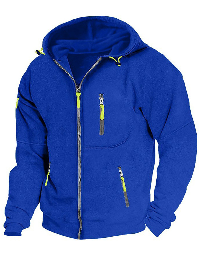 Men's Athletic Arm Zip Long Sleeve Hooded Cardigan Jacket