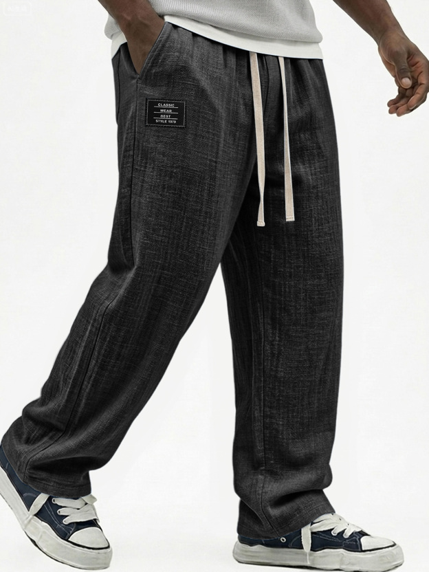 Men's Pure Cotton Breathable Embroidered Logo Casual Trousers