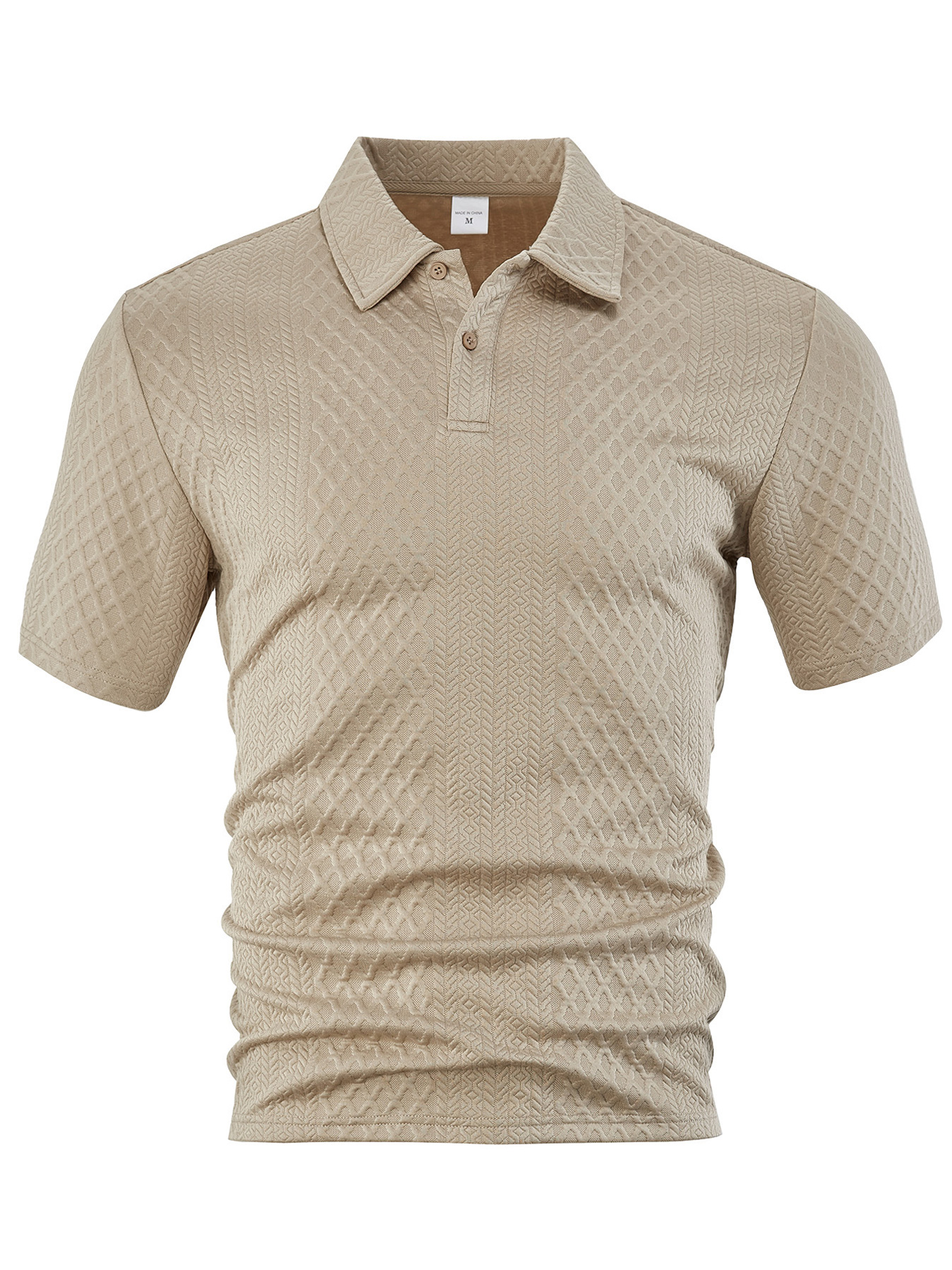 Men's Jacquard Textured Collar Button Casual Short-sleeved Polo Shirt