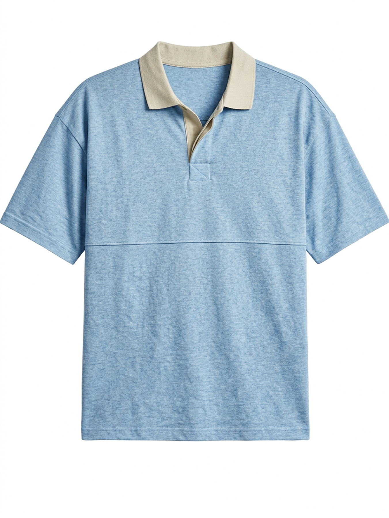 Men's Casual Short-sleeved Polo Shirt With Simple Color-block Design