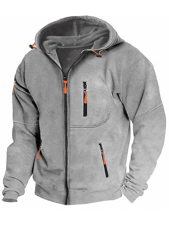 Men's Athletic Arm Zip Long Sleeve Hooded Cardigan Jacket