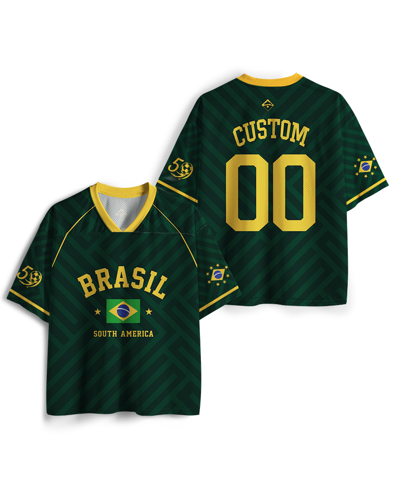 TheRetroTee Vintage Brazil Football Heritage Mesh Jersey