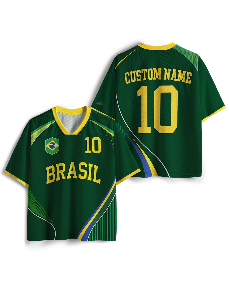 TheRetroTee Vintage Brazil Football Heritage Mesh Jersey