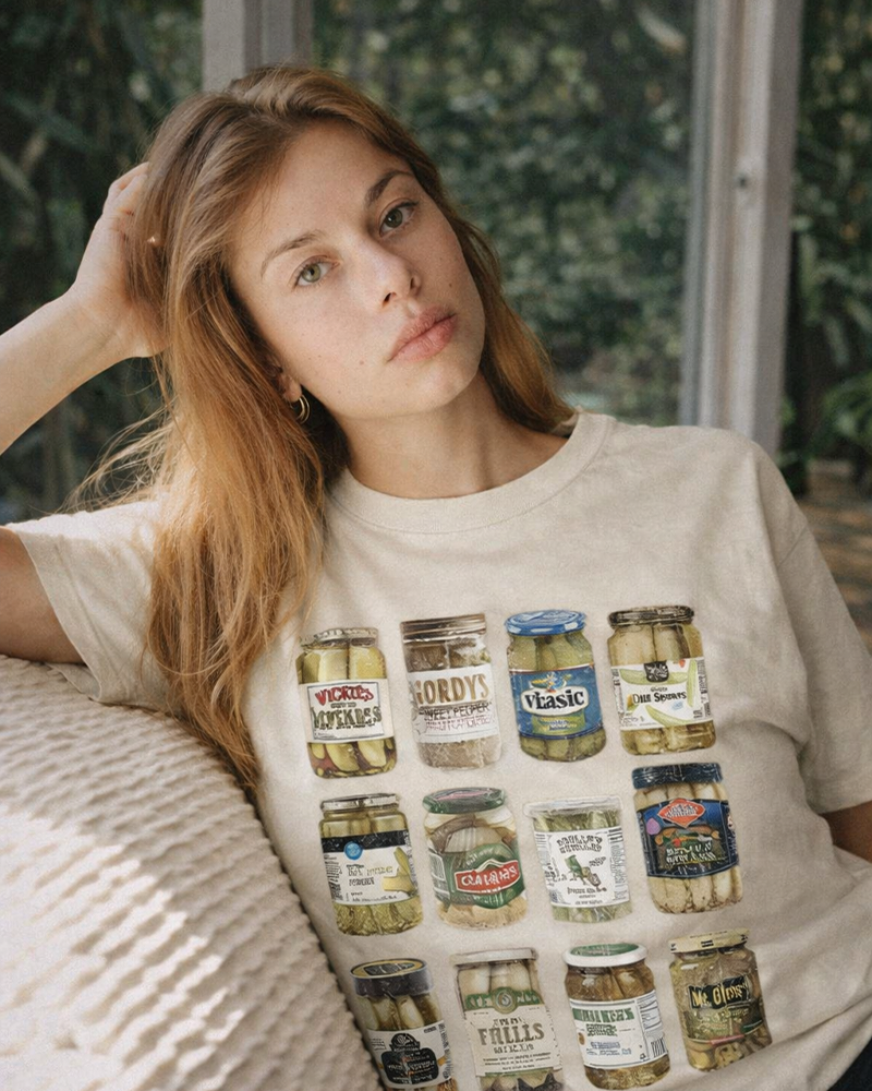 TheRetroTee Vintage Canned Pickles 1990s Cotton T-Shirt