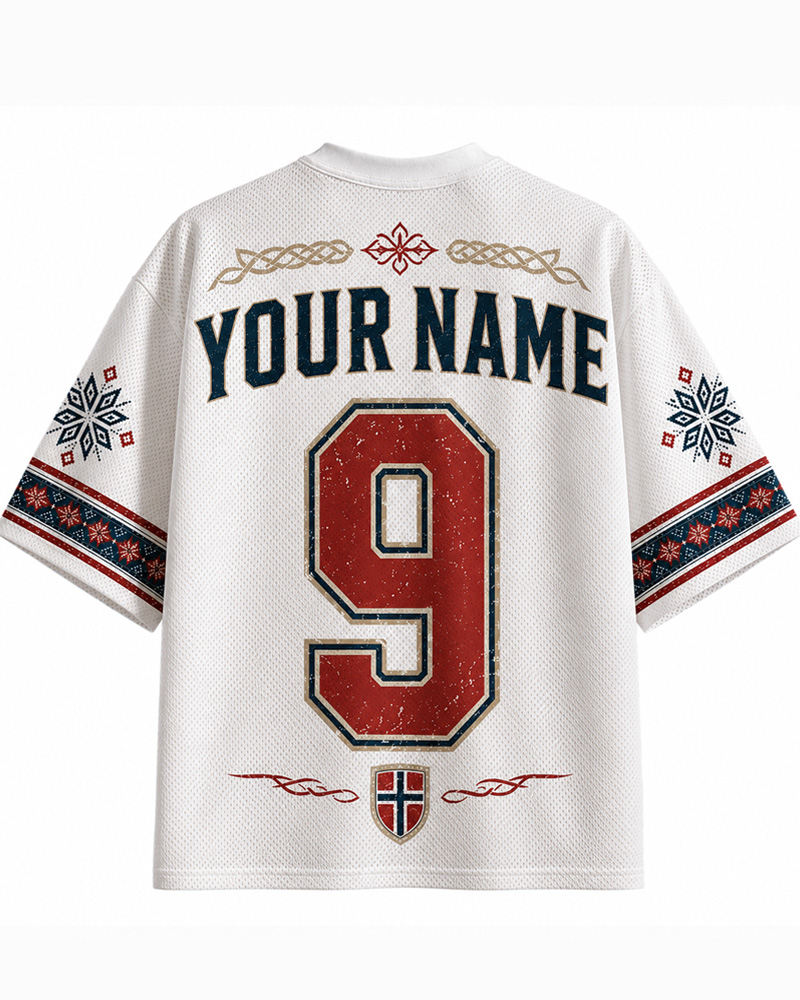 TheRetroTee Custom Name Norway Soccer Mesh Jersey