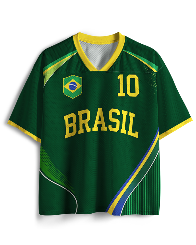 TheRetroTee Vintage Brazil Football Heritage Mesh Jersey