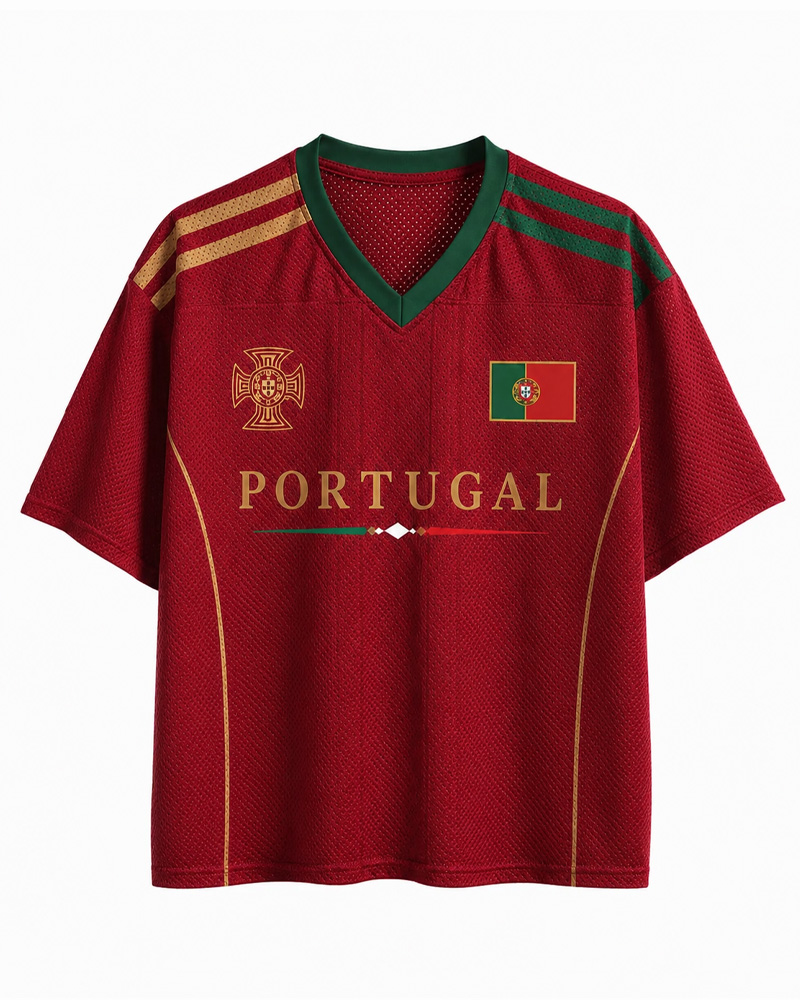 TheRetroTee Portugal Soccer Fan Personalized Mesh Jersey
