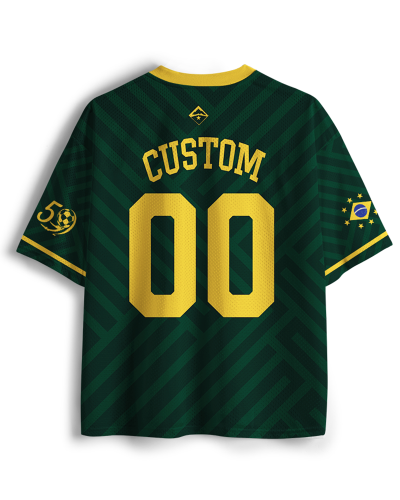 TheRetroTee Vintage Brazil Football Heritage Mesh Jersey