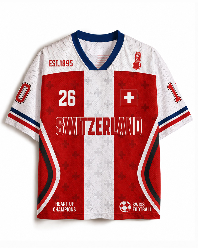 TheRetroTee Custom Switzerland Soccer Mesh Jersey