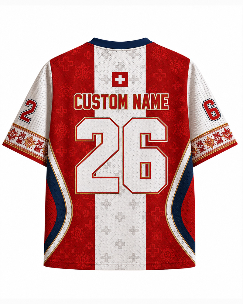 TheRetroTee Custom Switzerland Soccer Mesh Jersey