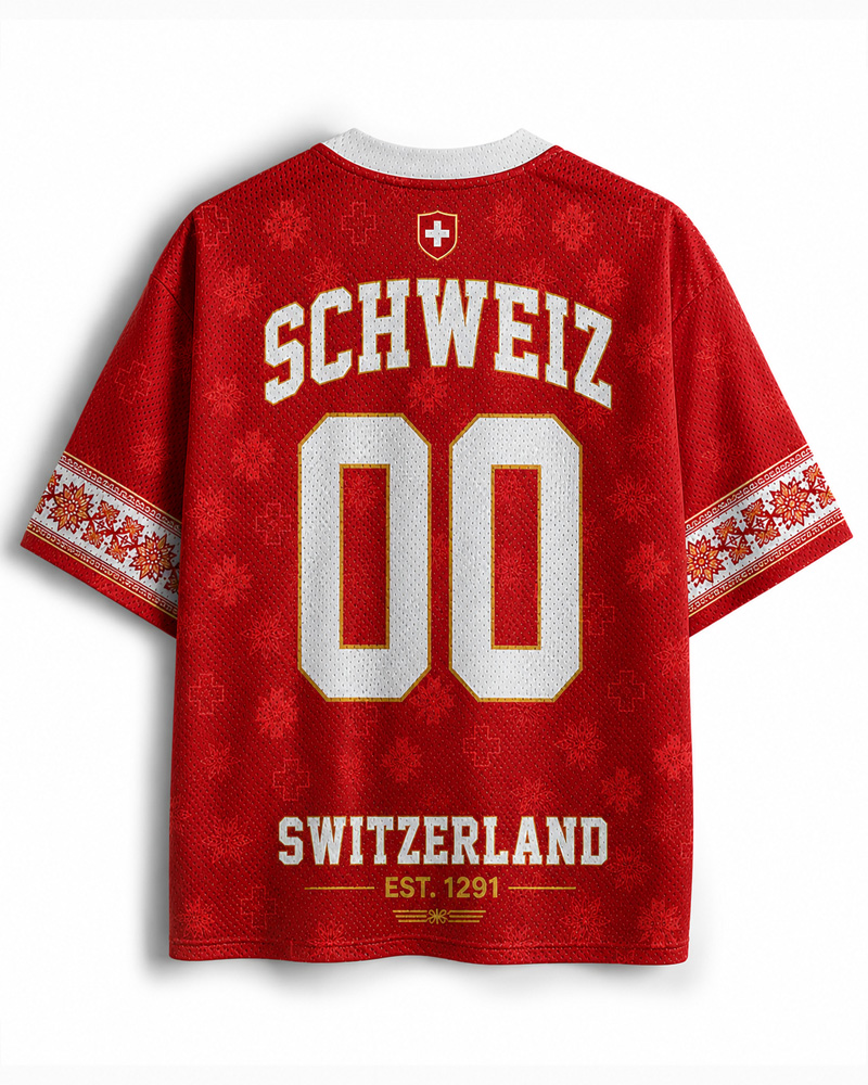 TheRetroTee Custom Switzerland Soccer Mesh Jersey