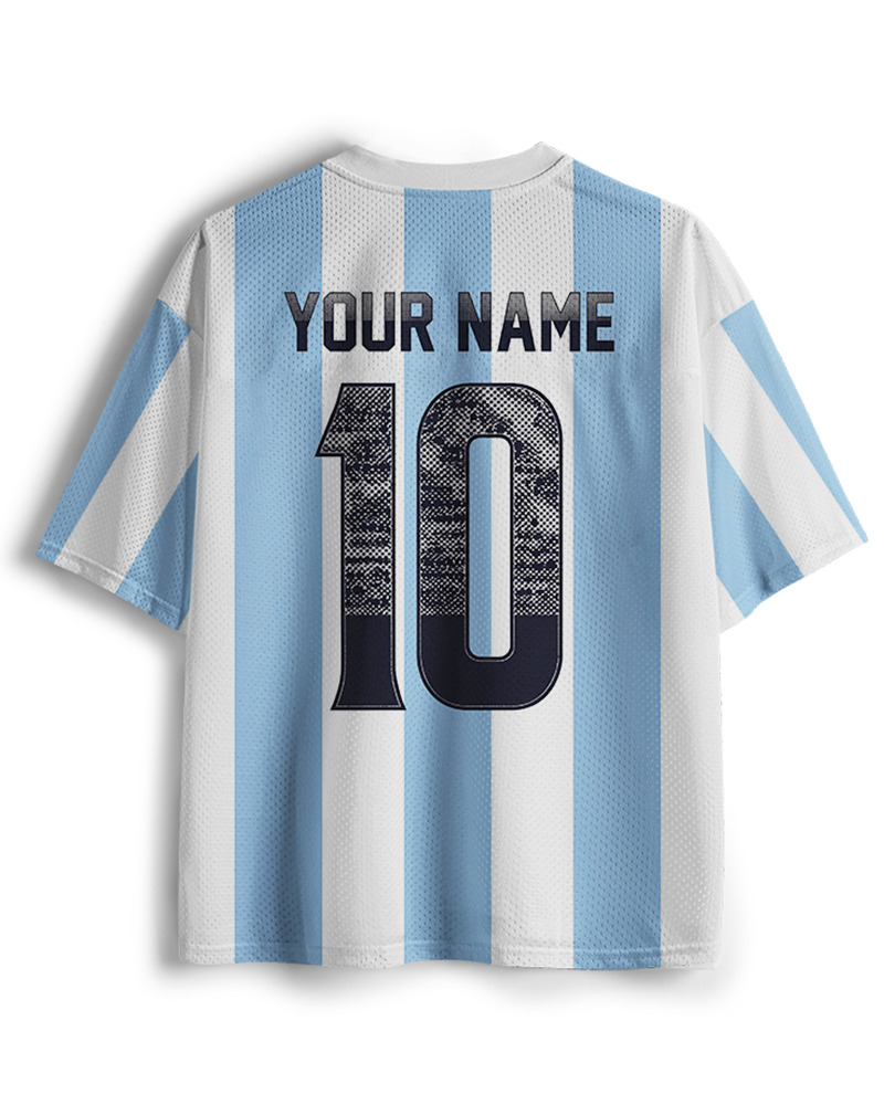 TheRetroTee Argentina Classic Football Fan  Custom Mesh Jersey