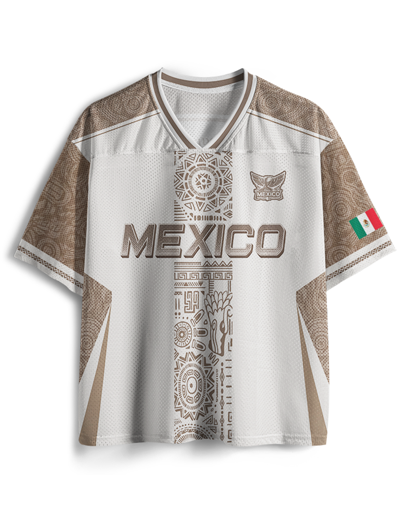 TheRetroTee Mexican Aztec Partern Mesh Jersey