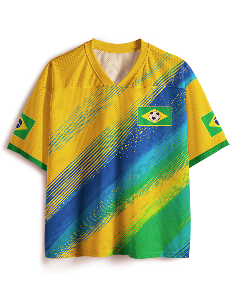 TheRetroTee Brazil Golden Era Football Mesh Jersey