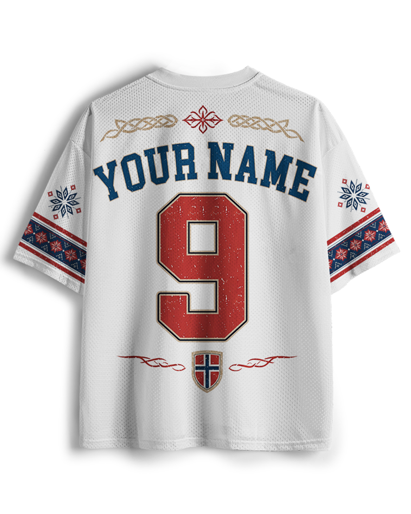 TheRetroTee Custom Name Norway Soccer Mesh Jersey