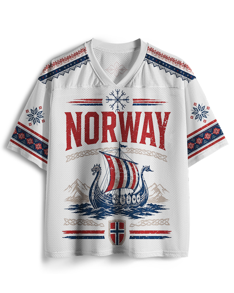 TheRetroTee Custom Name Norway Soccer Mesh Jersey