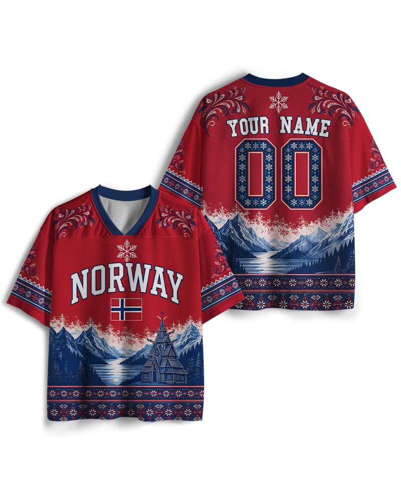 TheRetroTee Custom Name Norway Soccer Mesh Jersey