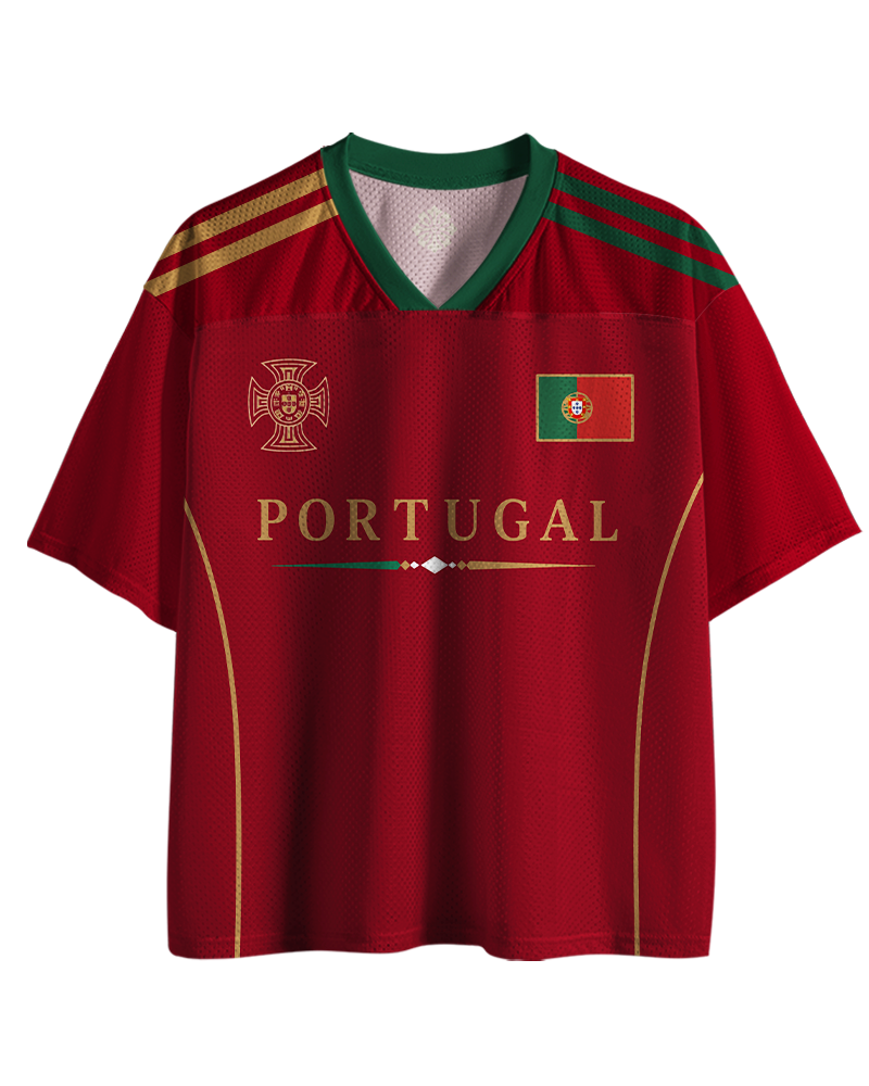 TheRetroTee Portugal Soccer Fan Personalized Mesh Jersey