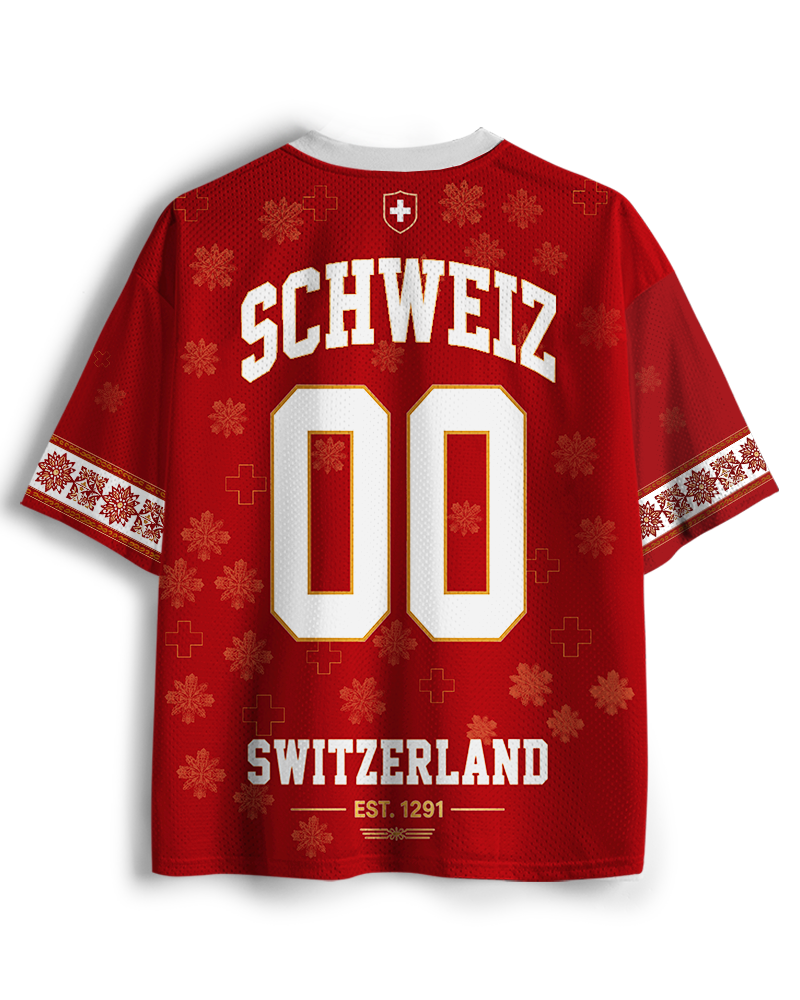 TheRetroTee Custom Switzerland Soccer Mesh Jersey