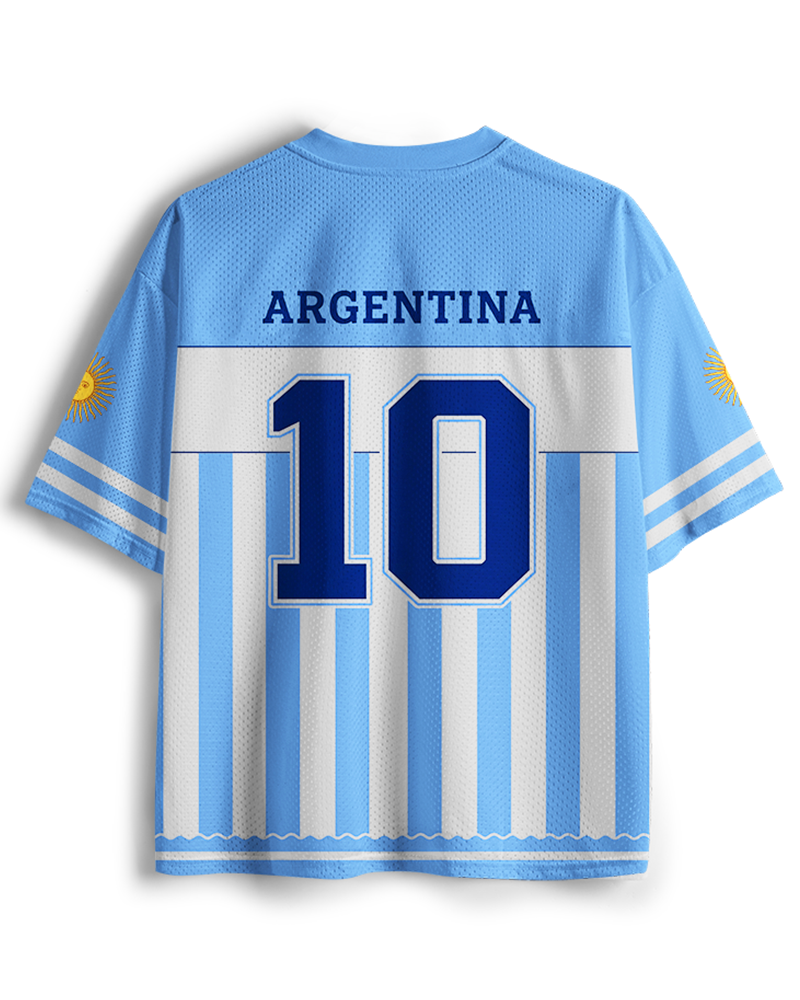 TheRetroTee Vintage Argentina Sky Blue Football Mesh Jersey