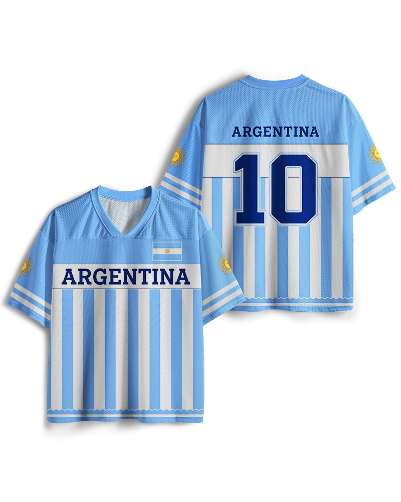 TheRetroTee Vintage Argentina Sky Blue Football Mesh Jersey