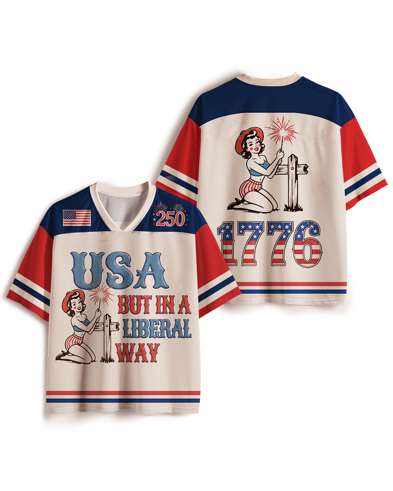 TheRetroTee Vintage USA But In A Liberal Way Mesh Jersey