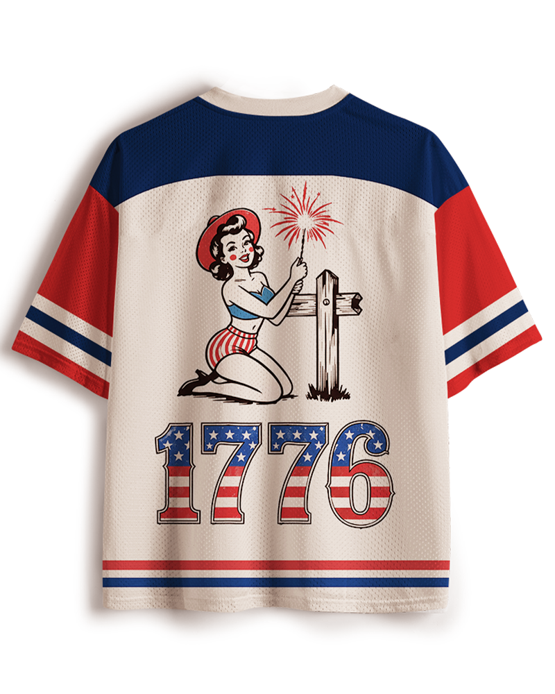 TheRetroTee Vintage USA But In A Liberal Way Mesh Jersey