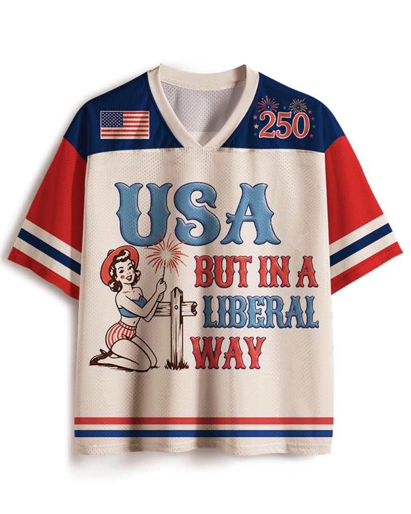 TheRetroTee Vintage USA But In A Liberal Way Mesh Jersey
