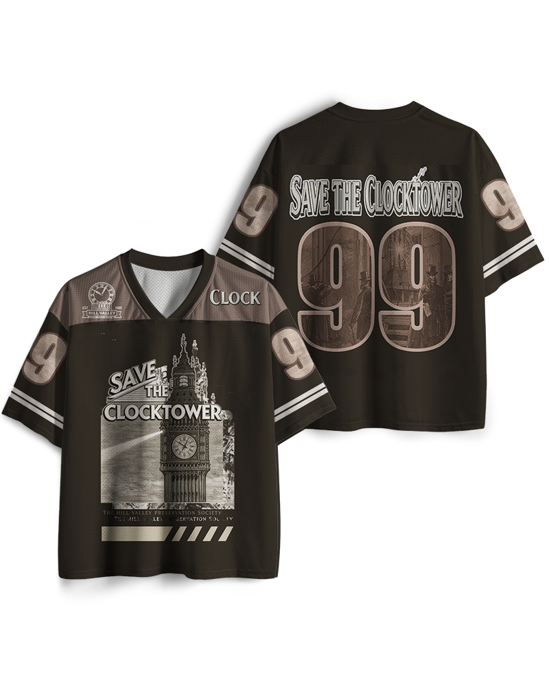 TheRetroTee Save The Clock Tower 1980s Mesh Jersey