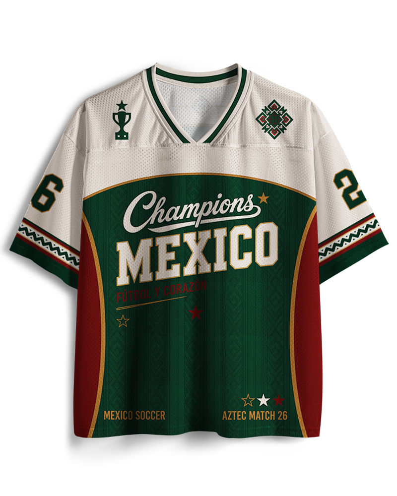 TheRetroTee Mexico Champion Custom Name Mesh Jersey