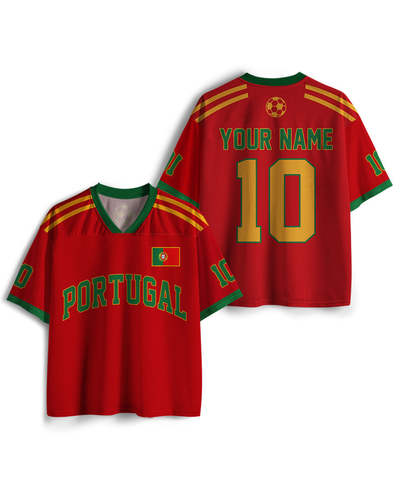 TheRetroTee Portugal Soccer Fan Personalized Mesh Jersey