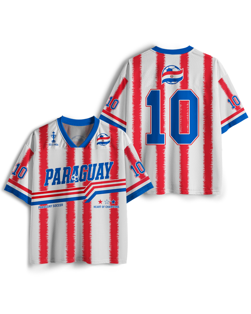 TheRetroTee Paraguay Retro Soccer  Mesh Jersey