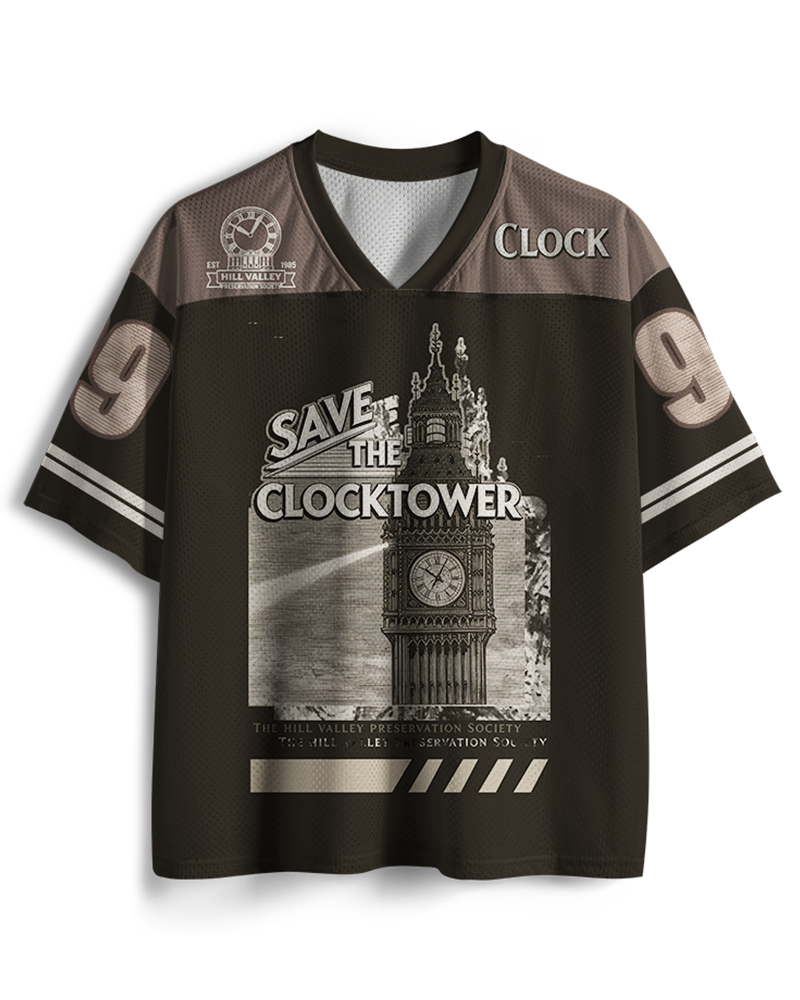 TheRetroTee Save The Clock Tower 1980s Mesh Jersey