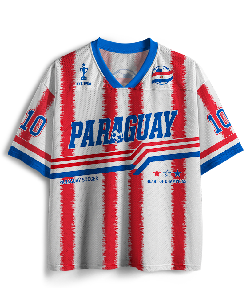 TheRetroTee Paraguay Retro Soccer  Mesh Jersey