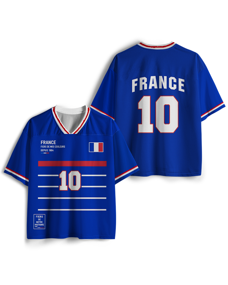 TheRetroTee France #10 Soccer Retro European Football Mesh Jersey