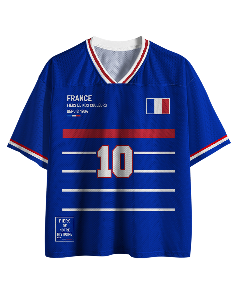 TheRetroTee France #10 Soccer Retro European Football Mesh Jersey