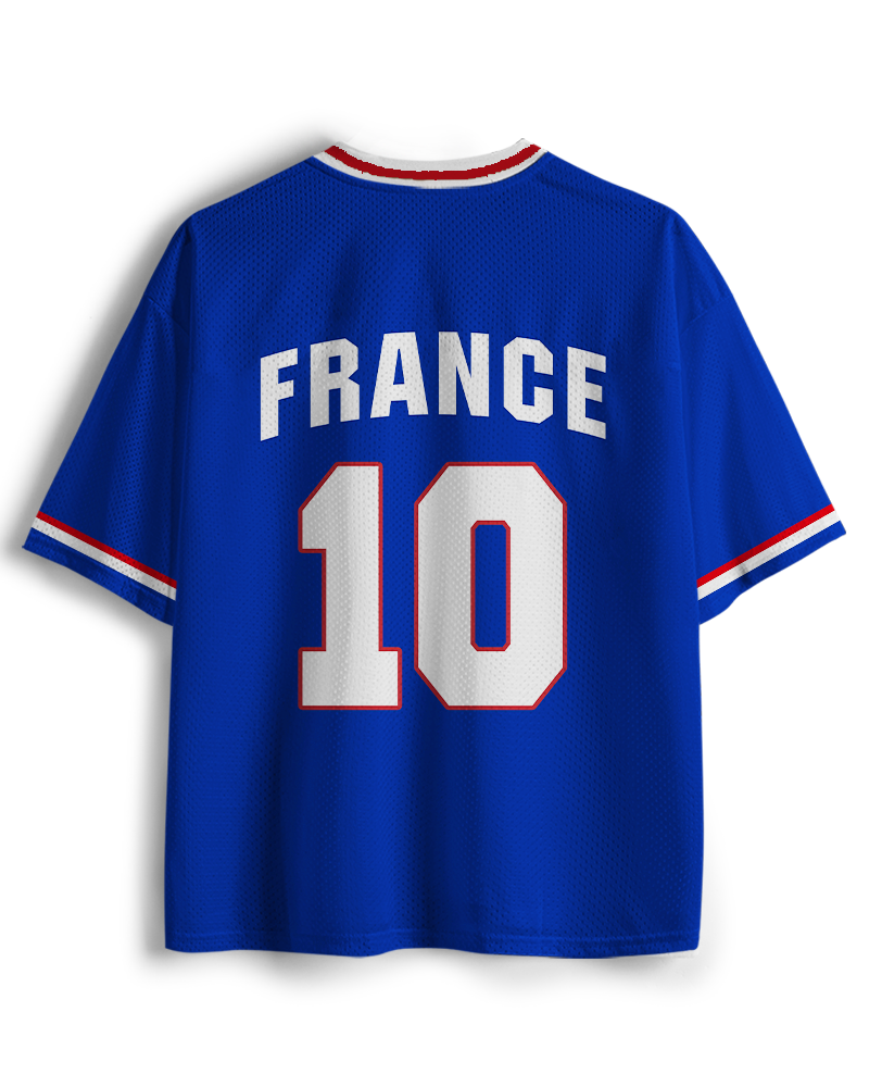 TheRetroTee France #10 Soccer Retro European Football Mesh Jersey
