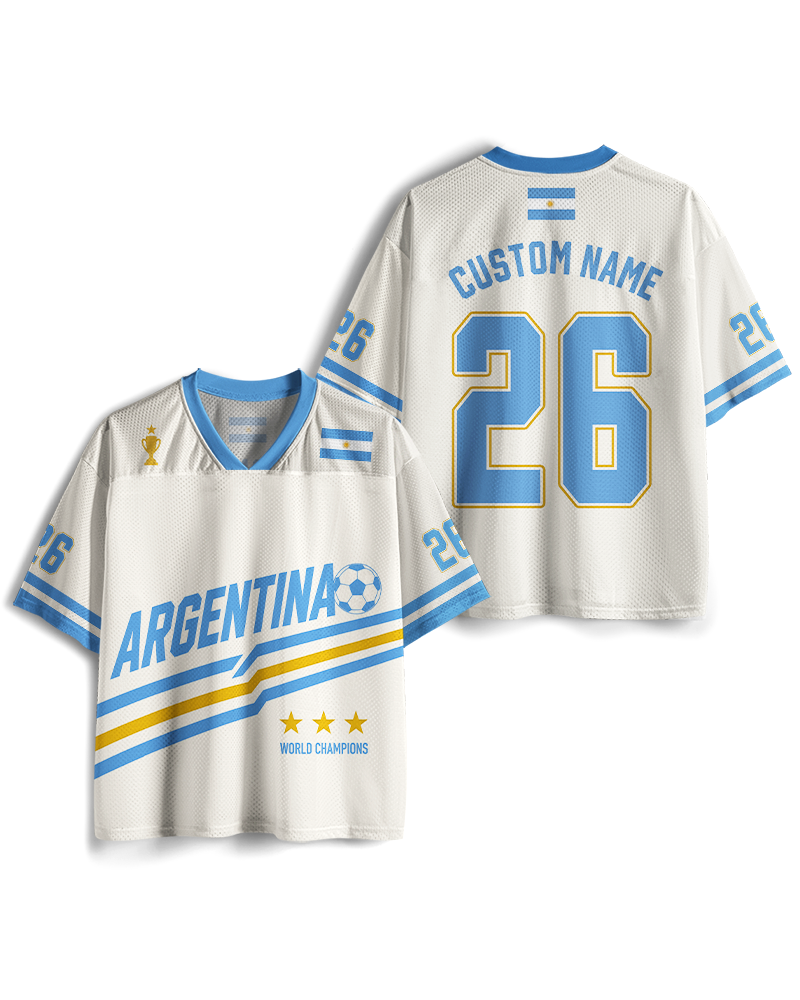 TheRetroTee Argentina Custom Name Mesh Jersey